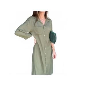 NEW ZINZANE maxi shirtdress in military green